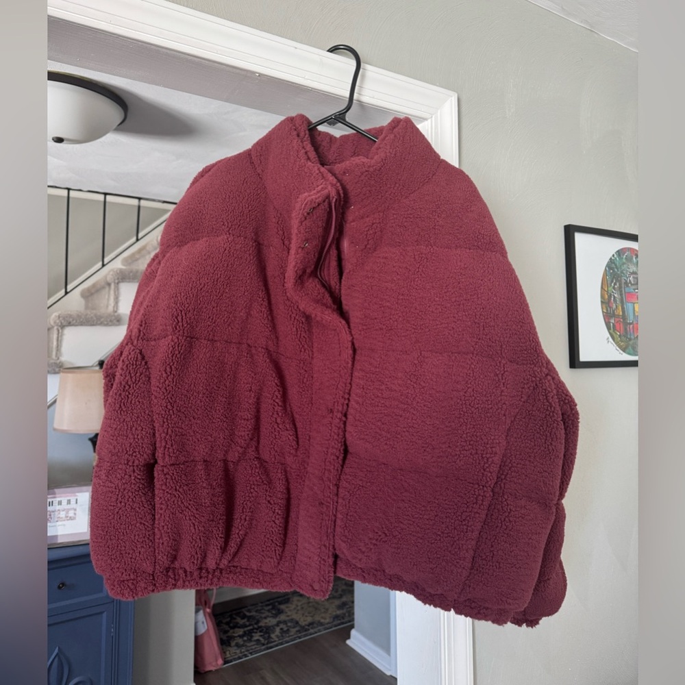 YITTY Deep Rose Puffer Teddy Jacket 1XL